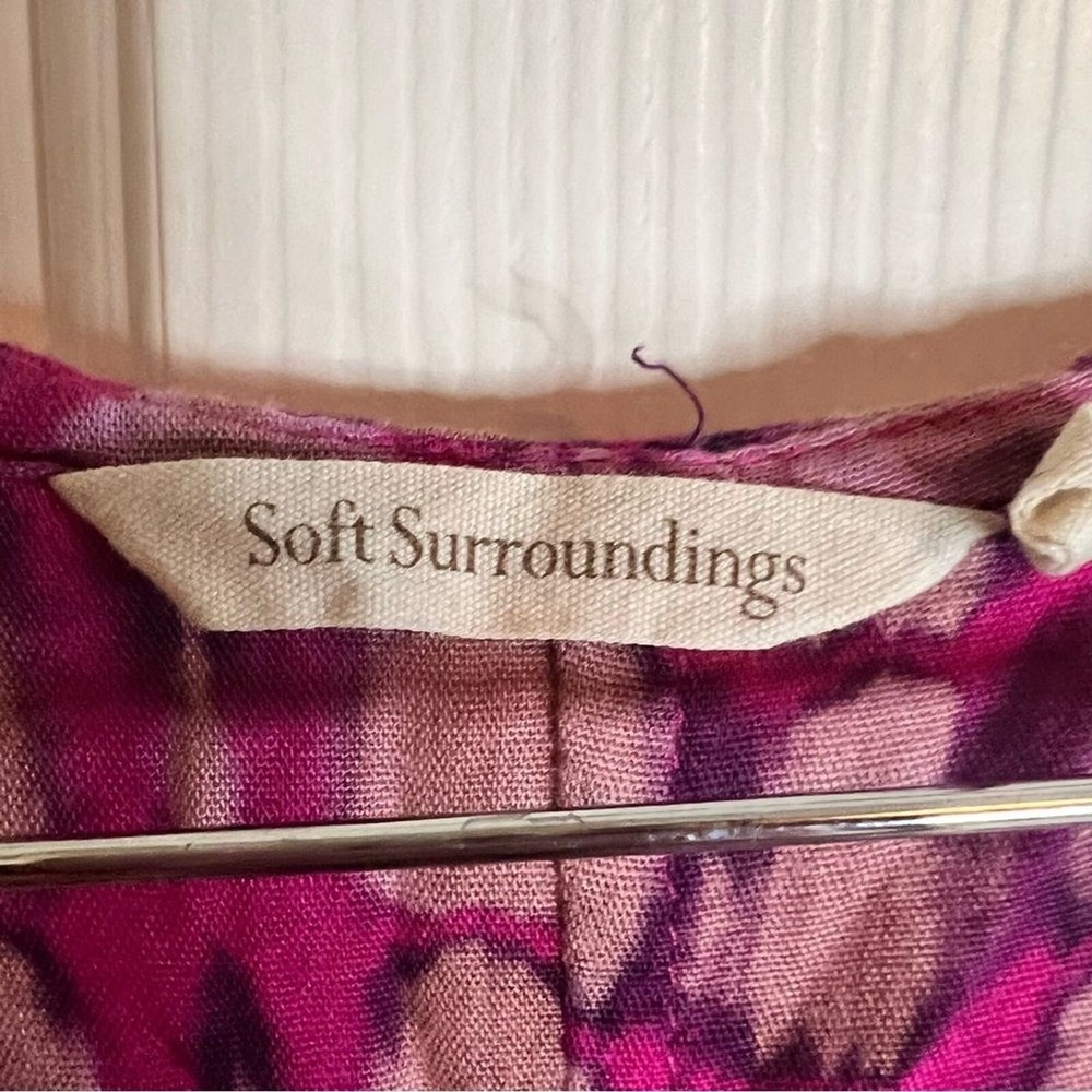 Soft Surroundings Tie Dye Flowy Dress Sz PM 100% Rayon Asymmetrical Boho - Picture 2 of 9